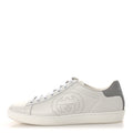Gucci Calfskin Interlocking G Perforated Womens Ace Sneakers 37 White Grey Sky