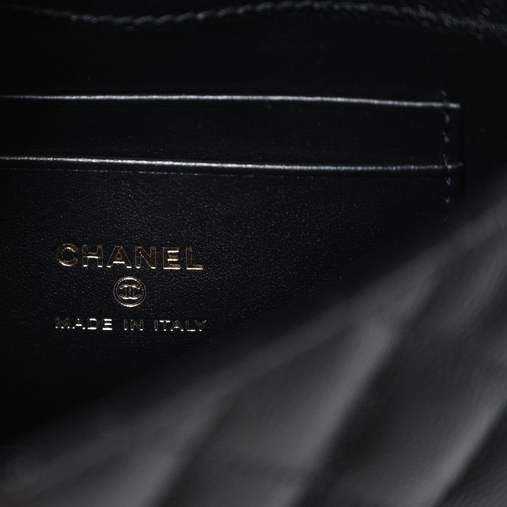 Chanel Caviar Quilted Coco Handle Clutch With Chain Black