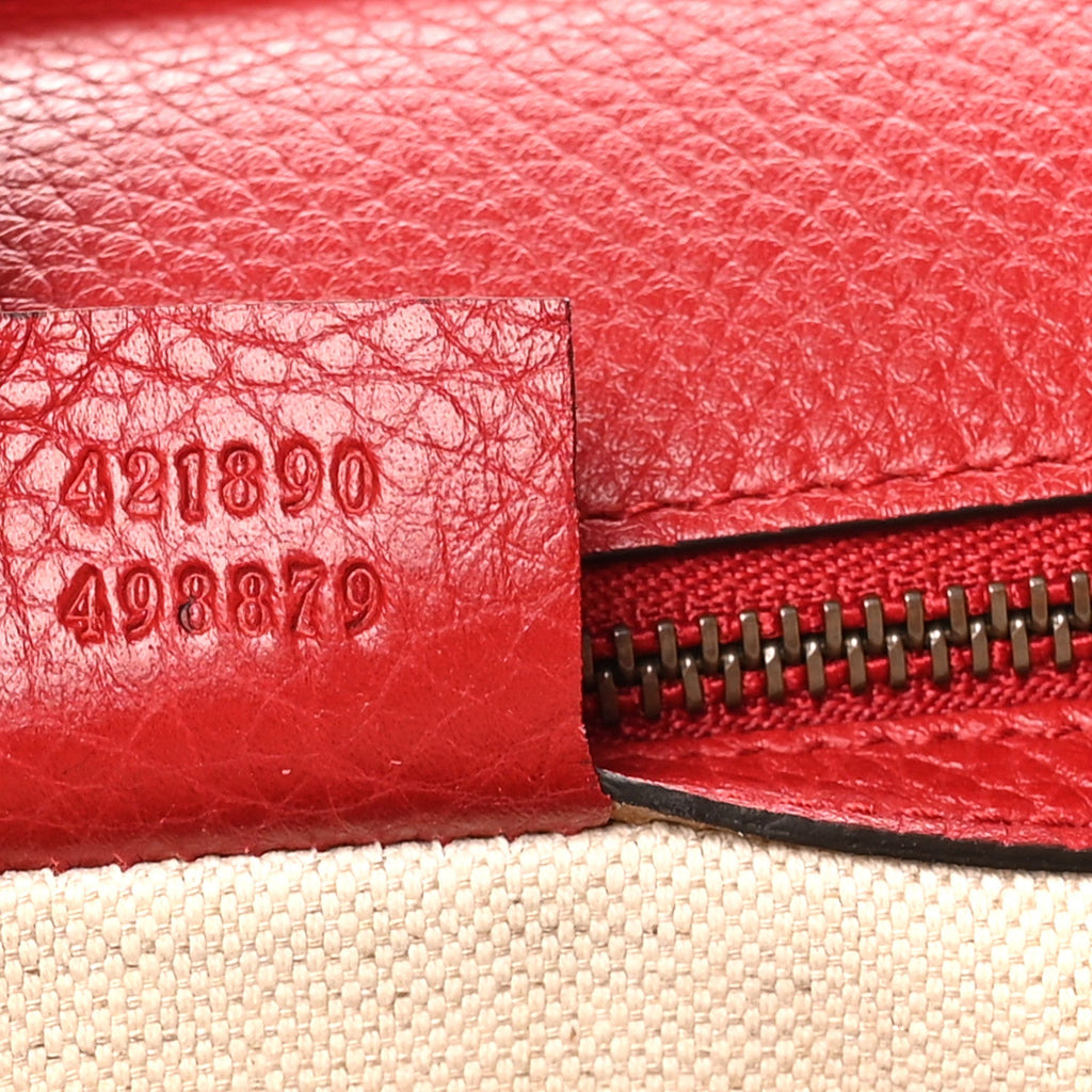 Gucci Calfskin Small GG Marmont Top Handle Bag Vulcanic Red