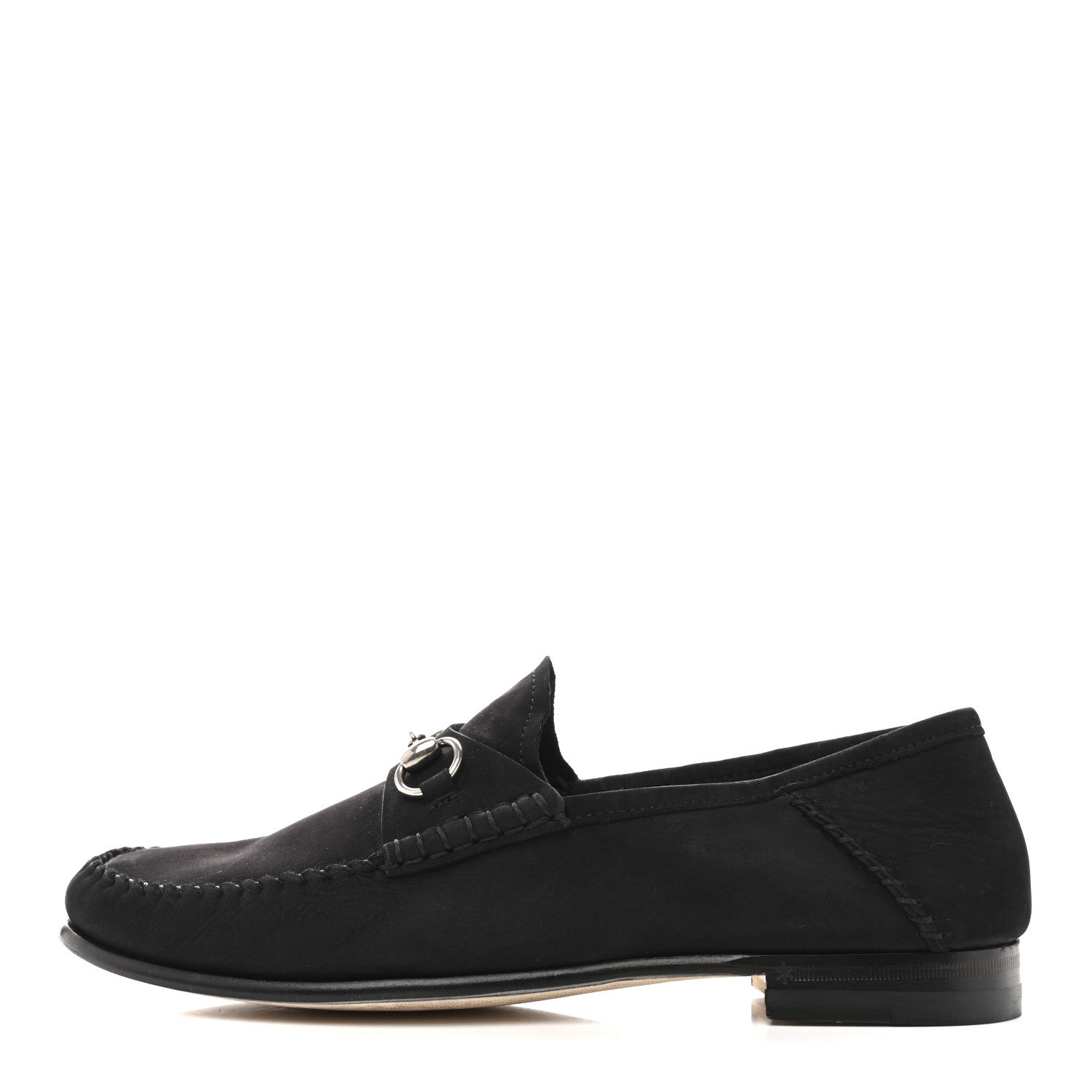 Gucci Suede Calfskin Womens 1953 Horsebit Loafers 37 Black