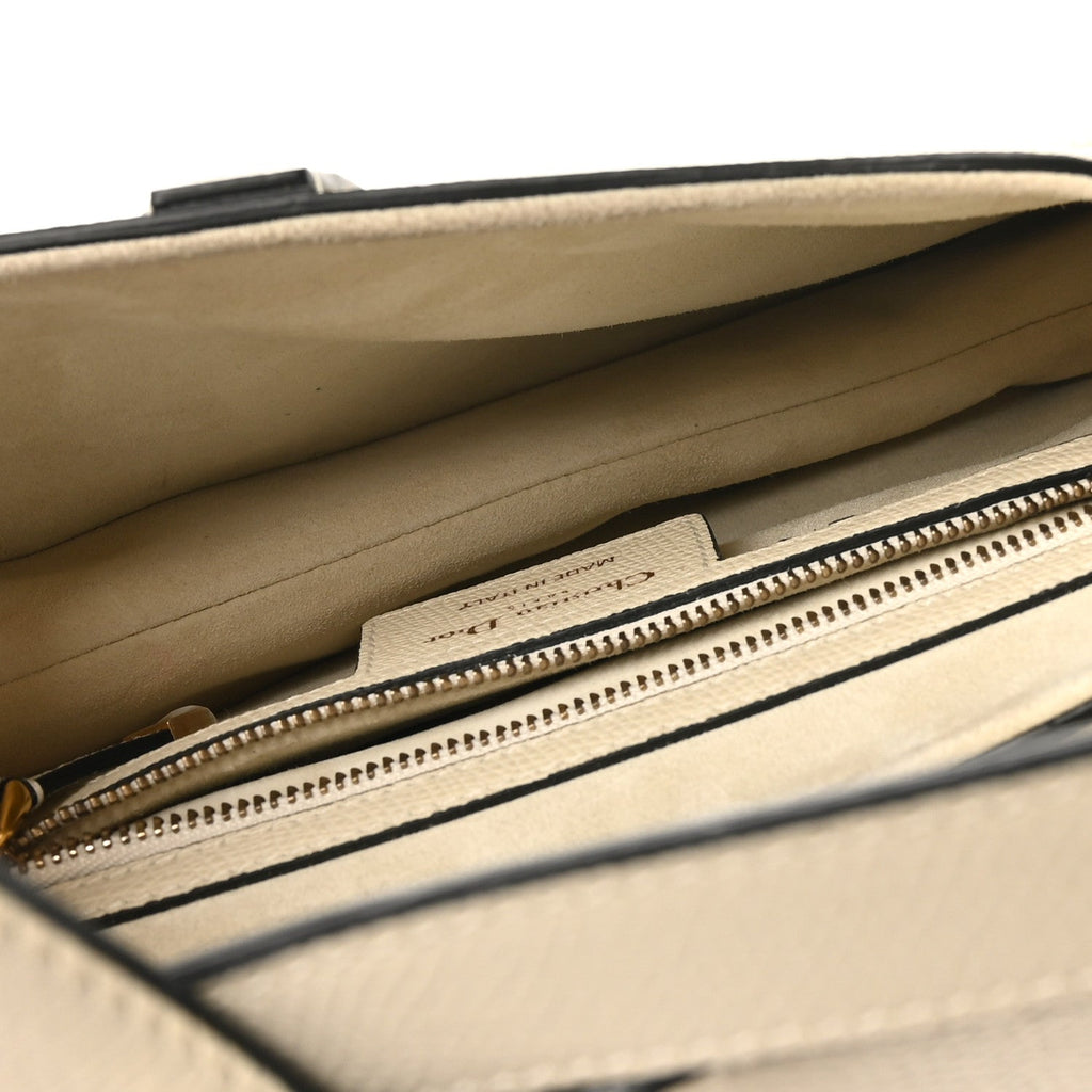 Christian Dior Grained Calfskin Saddle Bag White