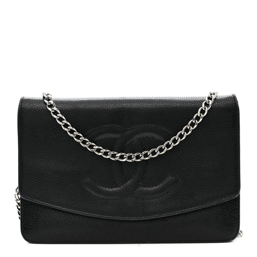 Chanel Caviar Timeless CC Wallet On Chain WOC Black
