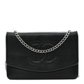 Chanel Caviar Timeless CC Wallet On Chain WOC Black