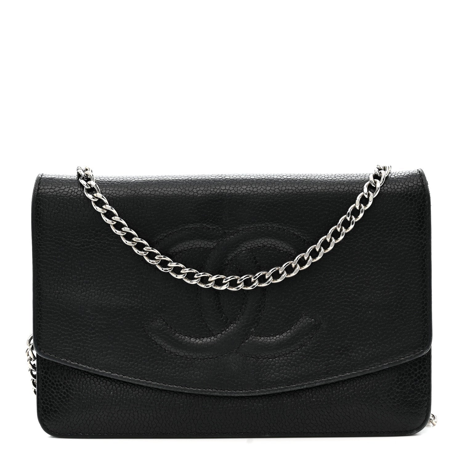 Chanel Caviar Timeless CC Wallet On Chain WOC Black
