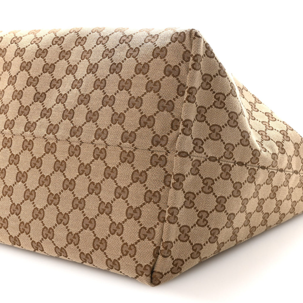 Gucci Grained Calfskin Monogram Large Totissima Reversible Tote Brown