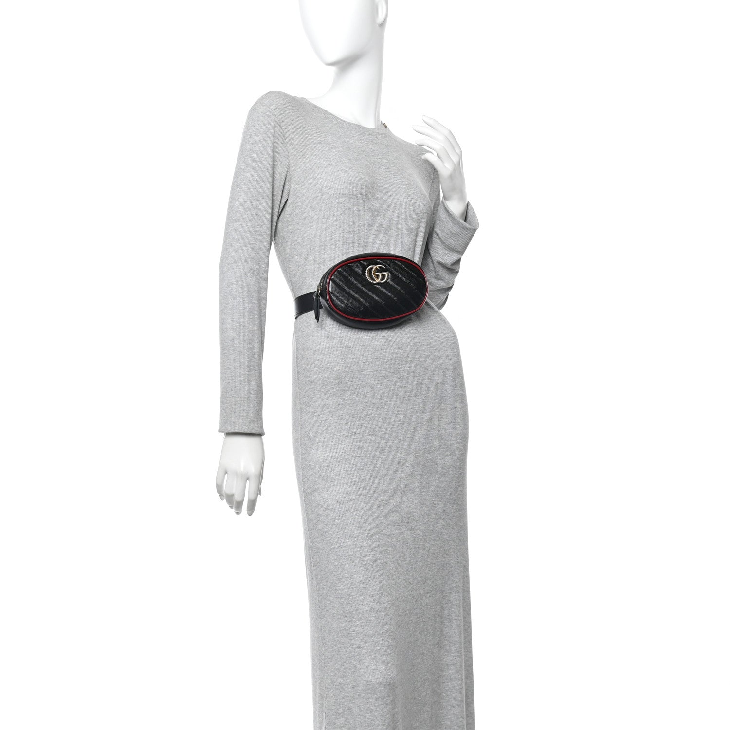 Gucci Azalea Calfskin Matelasse Diagonal Torchon GG Marmont Belt Bag 85 34 Black Romantic Cerise