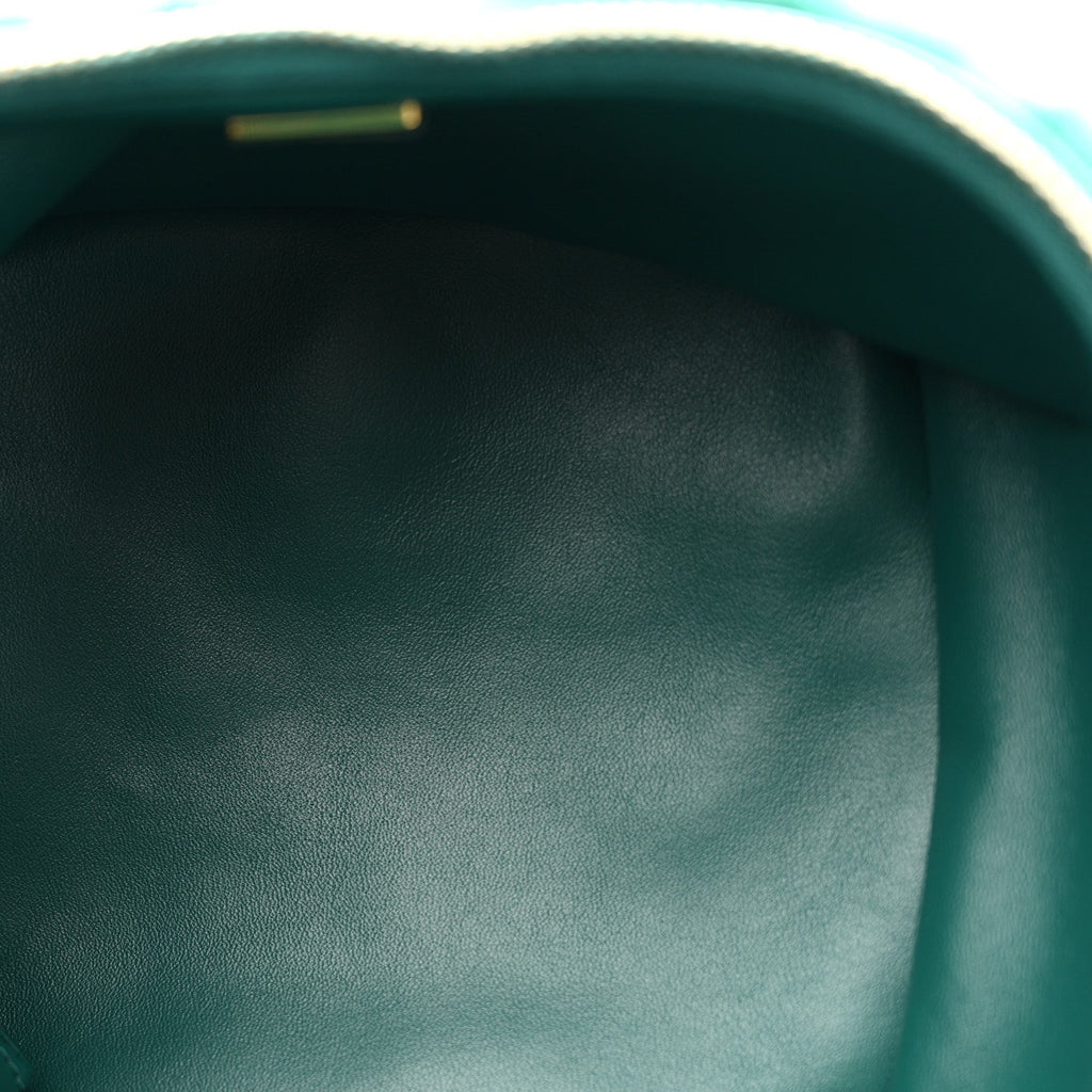 Chanel Shearling Lambskin Quilted Small Vanity Case Green