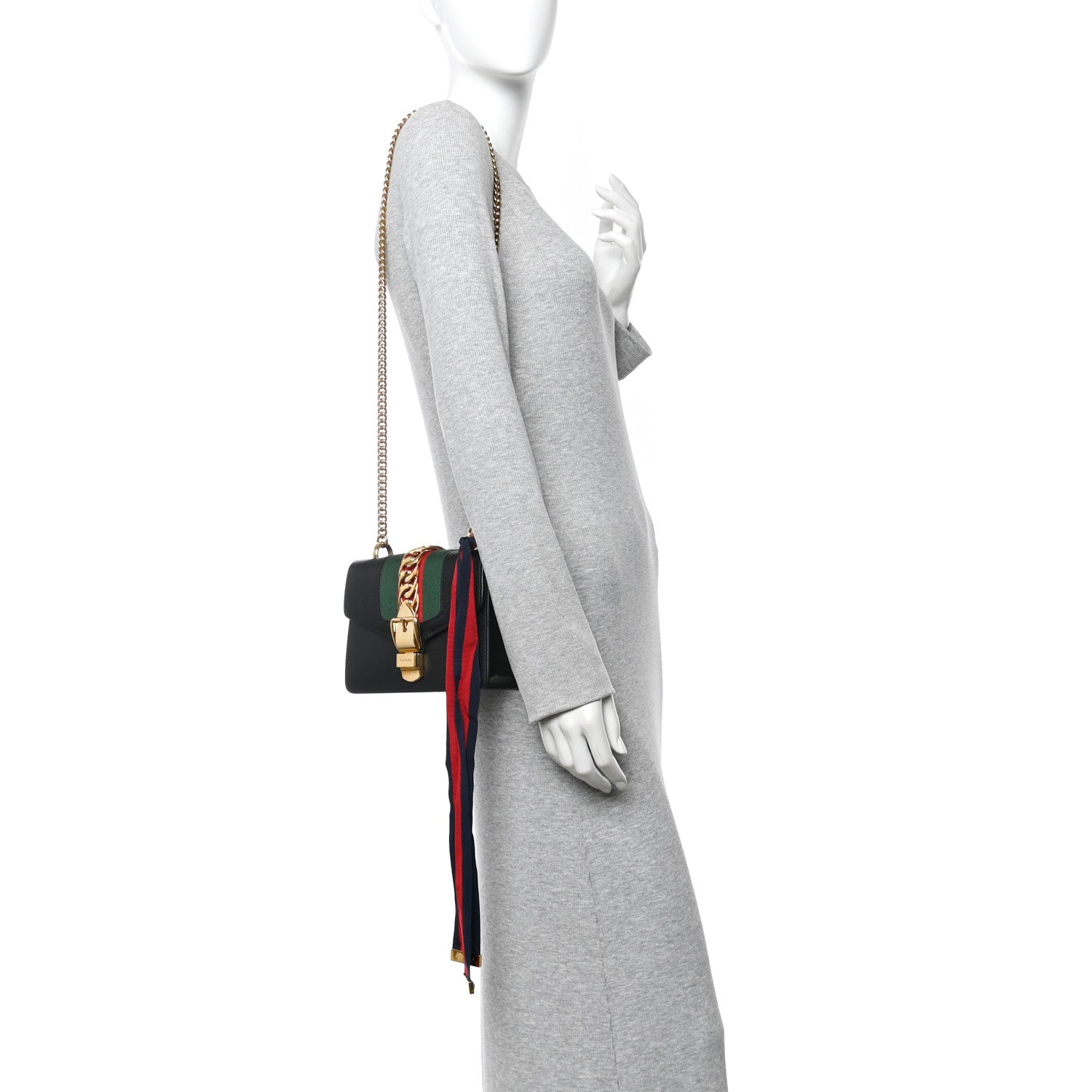 Gucci Calfskin Mini Sylvie Shoulder Bag Black