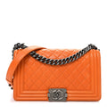 Chanel Lambskin Quilted Medium Boy Flap Orange