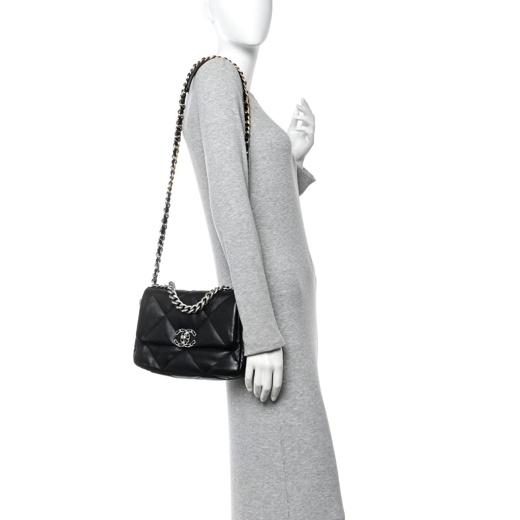 Chanel Lambskin Quilted Medium Chanel 19 Flap Black