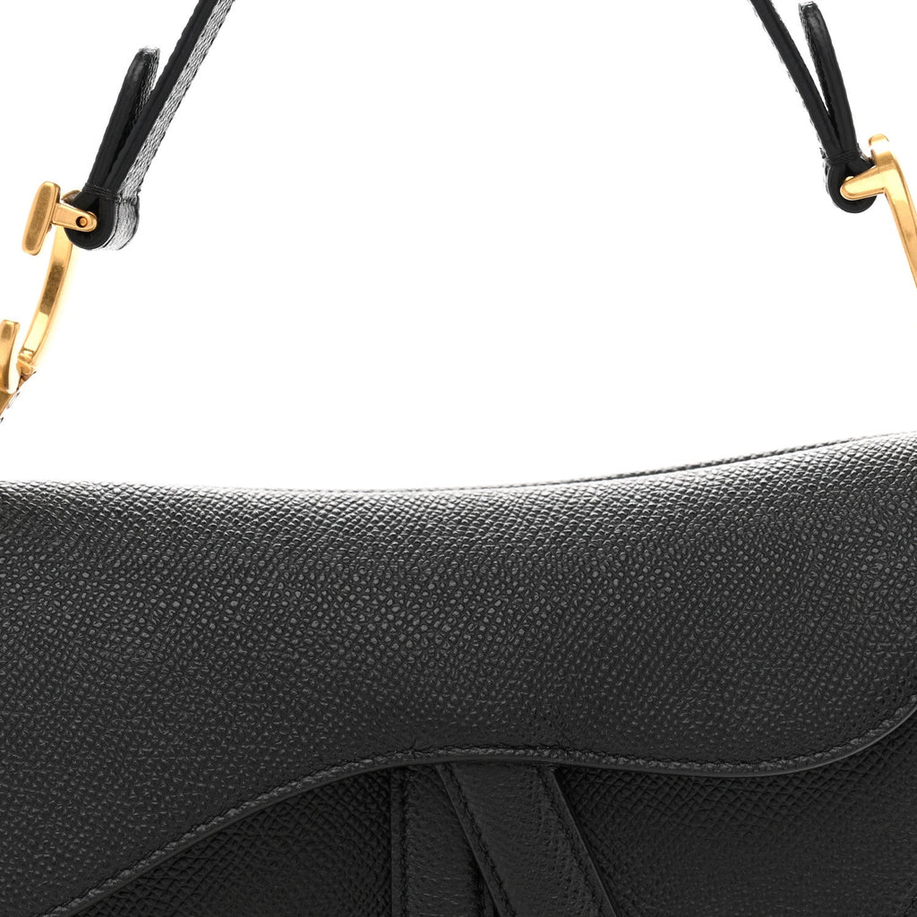 Christian Dior Grained Calfskin Mini Saddle Bag Black
