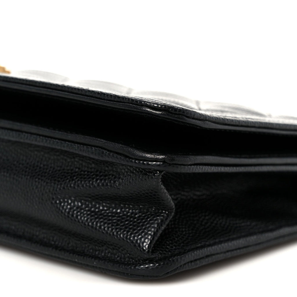 Chanel Caviar Quilted Boy Wallet On Chain WOC Black