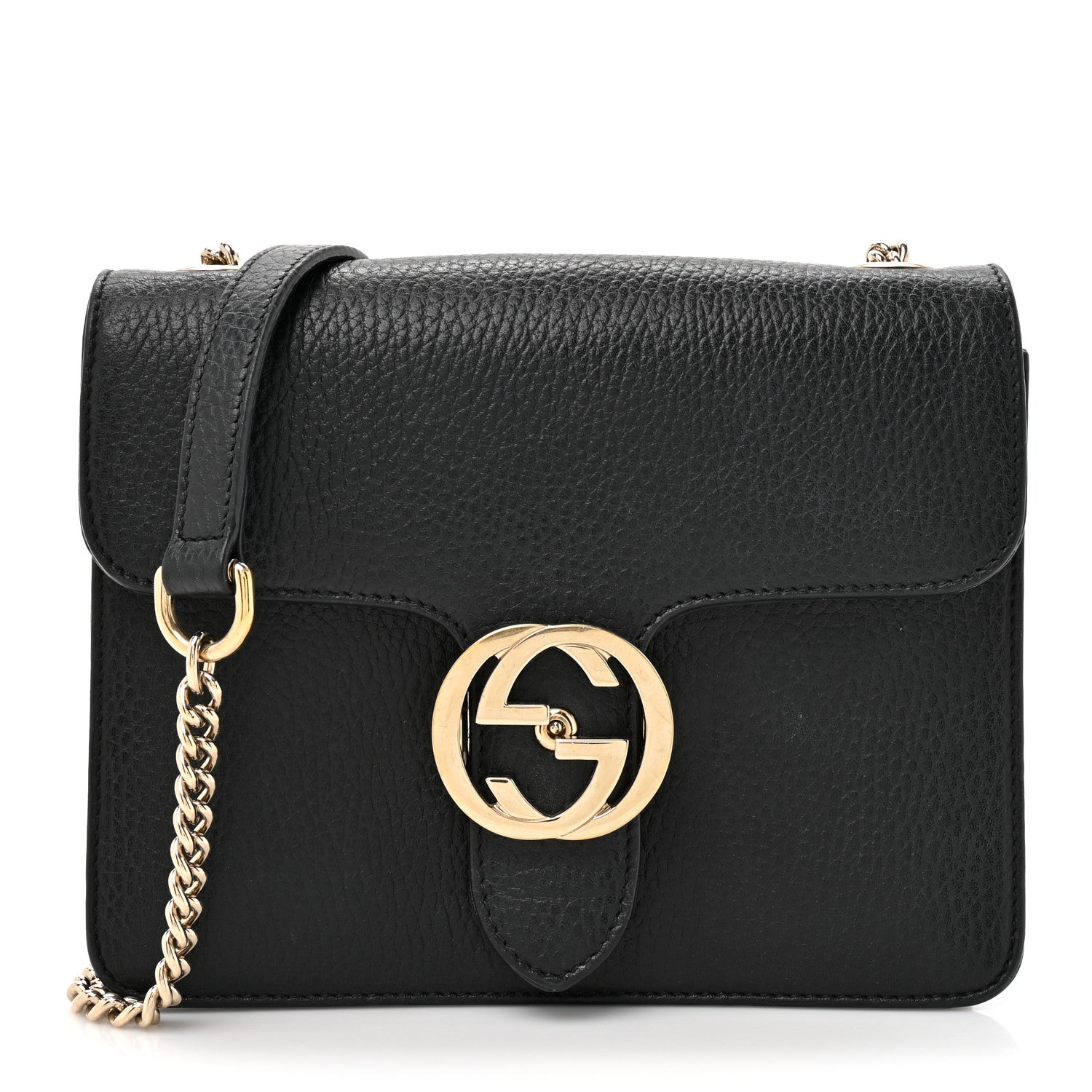 Gucci Dollar Calfskin Small Interlocking G Shoulder Bag Black