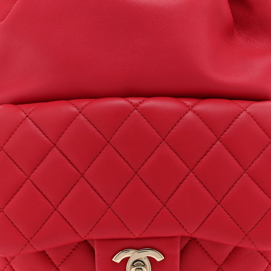Chanel Lambskin Quilted Small in Seoul Backpack Dark Pink