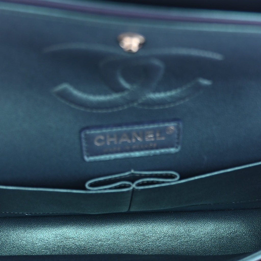 Chanel Iridescent Lambskin Quilted Medium Double Flap Turquoise