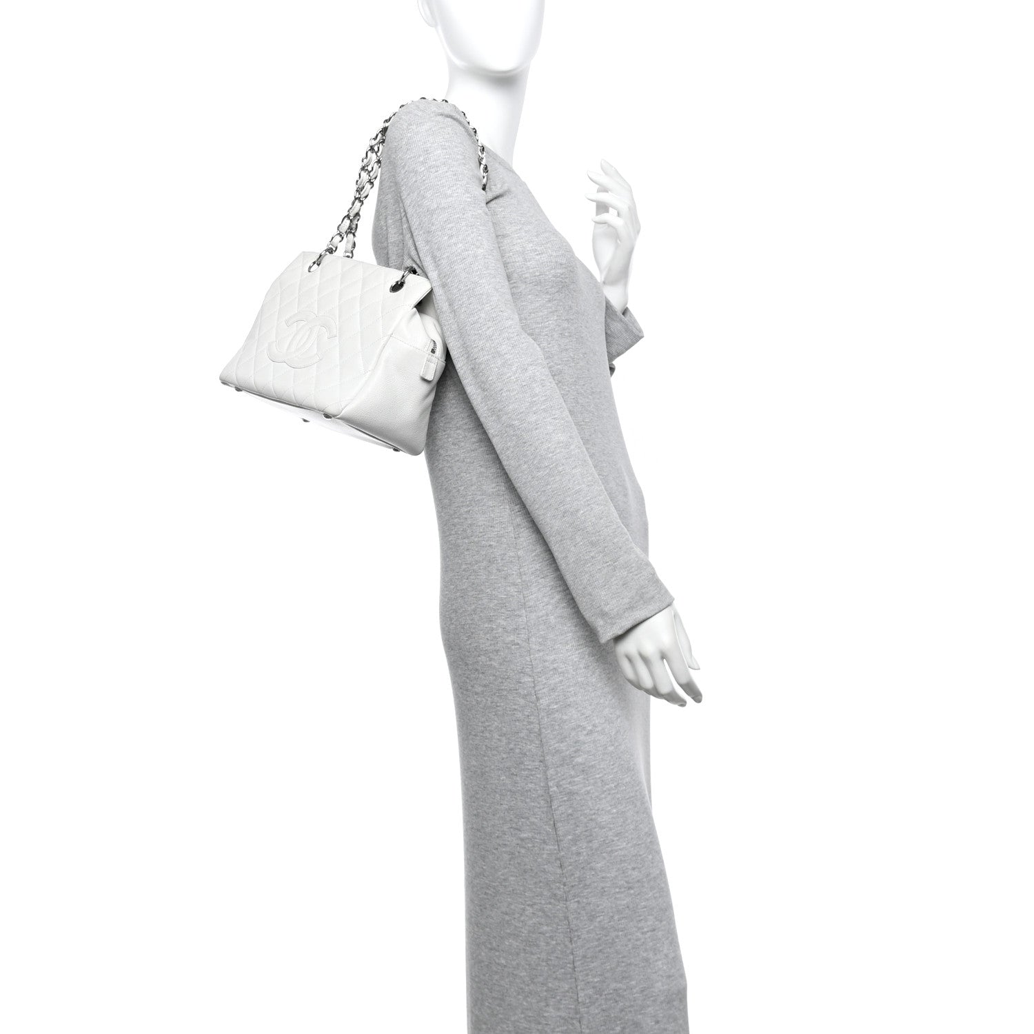 Chanel Caviar Quilted Petit Timeless Tote PTT White