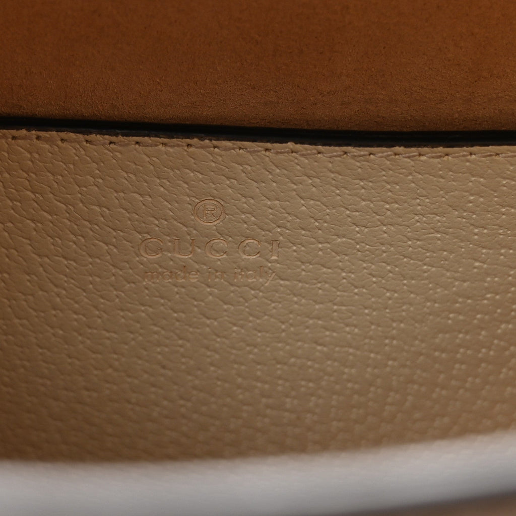 Gucci Textured Dollar Calfskin Web Small Diana Tote Bag Mystic White