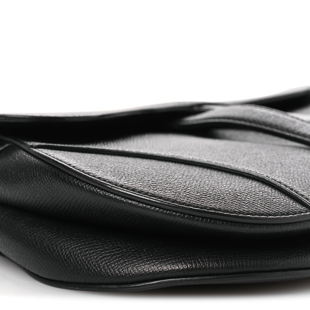 Christian Dior Grained Calfskin Saddle Bag Black