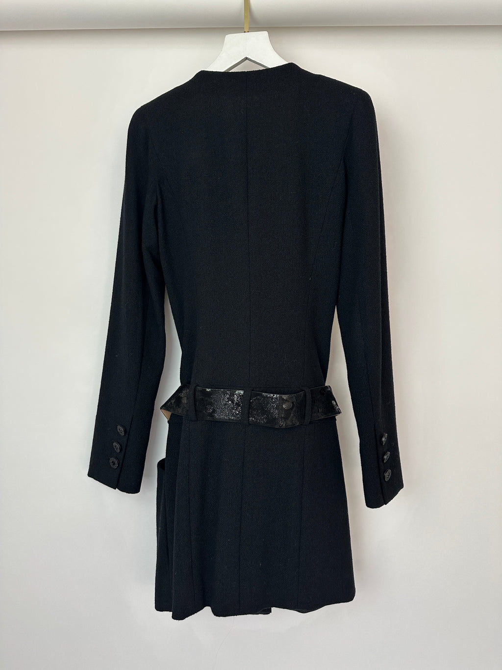 Chanel 09A Black Wool Short Dress with Crystal CC Buttons & CC Belt Details Size FR 34 (UK 6) RRP £3120