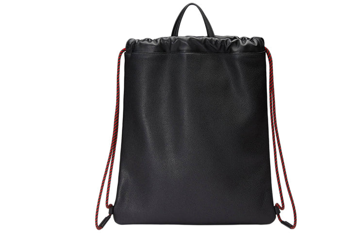 GUCCI Print Retro Logo Printing Leather Drawstring Schoolbag Backpack Unisex Black 494053-0GCBT-8163
