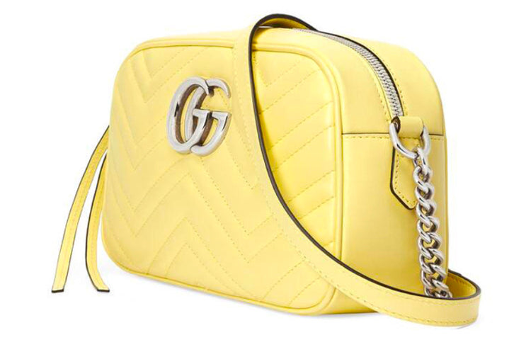 (WMNS) GUCCI GG Marmont Silver Logo Messenger Bag Yellow 447632-DTD1Y-7412