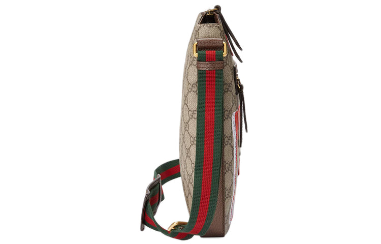 GUCCI Tiger Head Embroidered Stripe Webbing Canvas Shoulder Messenger Bag / Multicolor Unisex 406408-K9RNT-8967