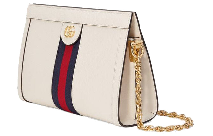 (WMNS) GUCCI Ophidia Gold Logo Stripe Webbing Leather Chain Shoulder Messenger Bag Small White Classic 503877-DJ2DG-8454