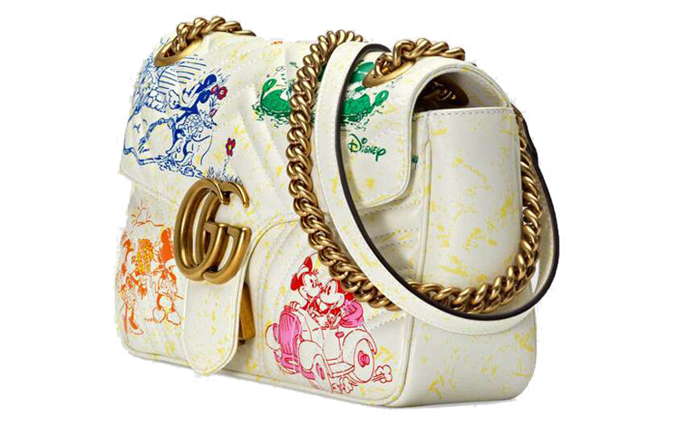 (WMNS) GUCCI x Disney Beige MiceGG Marmont Series Small Satchel White 443497-1TSAM-9191