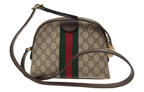 (WMNS) GUCCI Ophidia Gold Logo Retro GG Stripe Webbing Canvas Shoulder Messenger Bag Small / Brown 499621-K05NG-8745