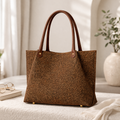 Daily Tote Canvas  Bag - Premium Woven Fabric Brown