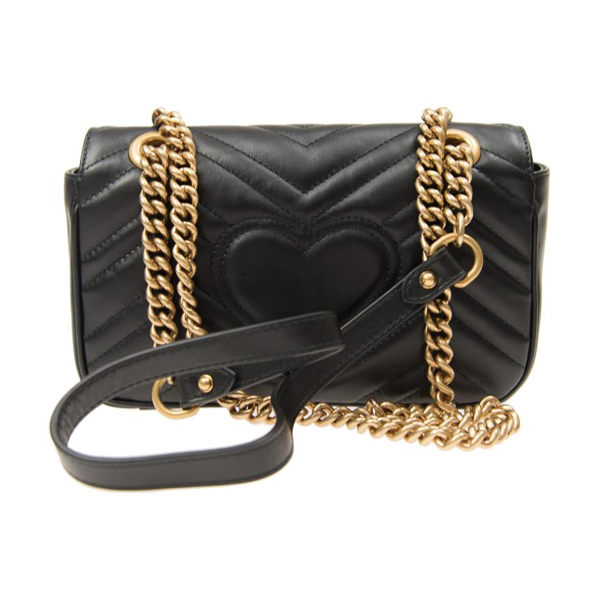 (WMNS) GUCCI GG Marmont Leather Single-Shoulder Chain Bag Mini Black 446744-DTDIT-1000