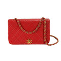 Chanel Full Flap Bag Small Red Lambskin Gold