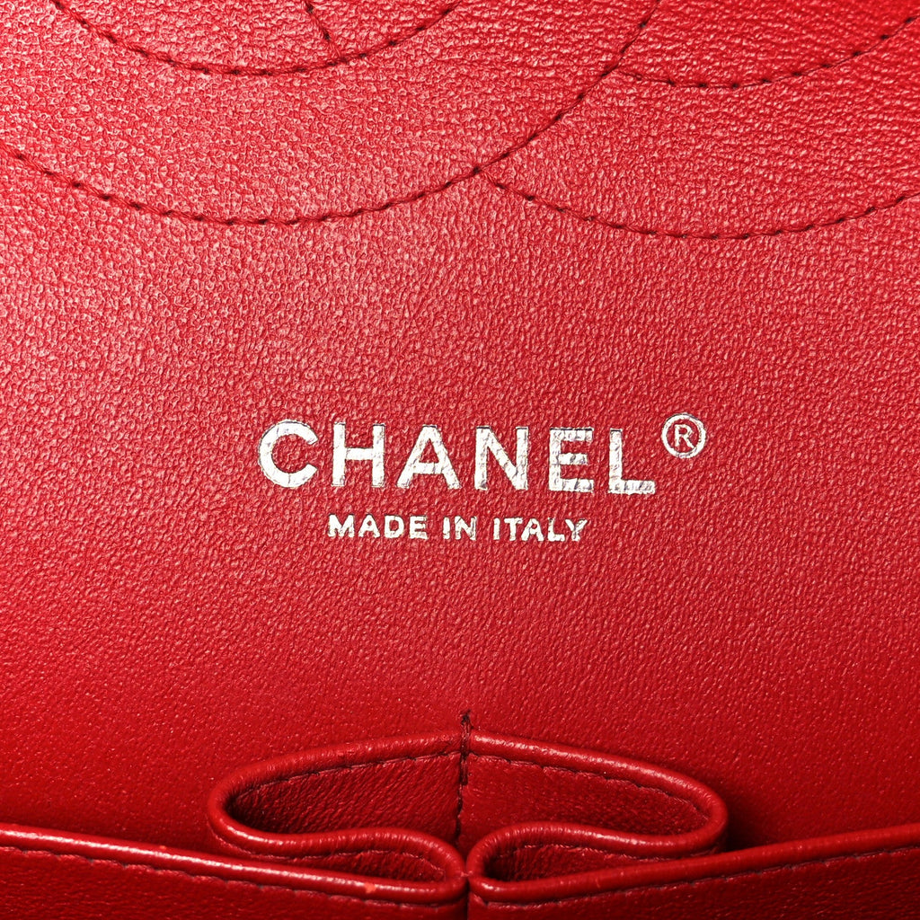 Chanel Caviar Chevron Quilted Jumbo Double Flap Dark Red