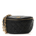 Chanel Lambskin Pearl Quilted CC Belt Bag Black