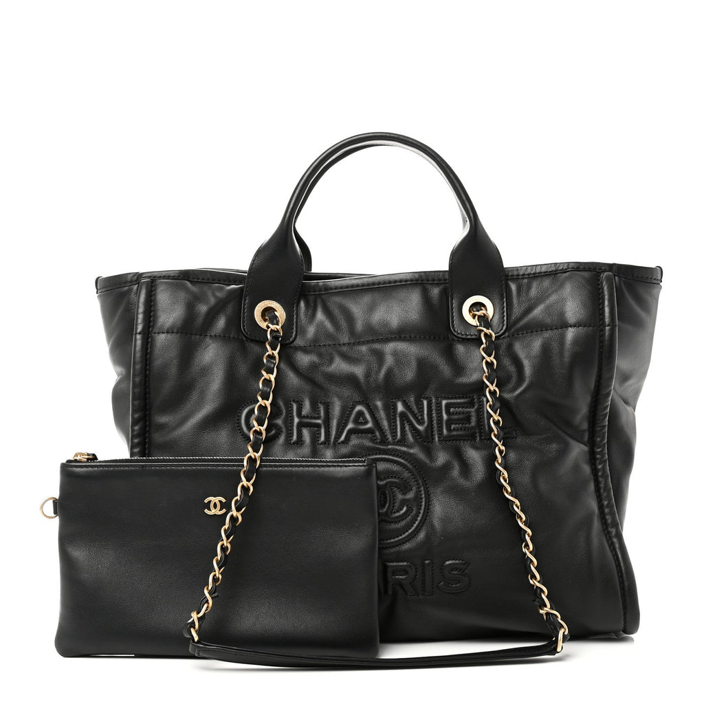 Chanel Calfskin Small Deauville Tote Black