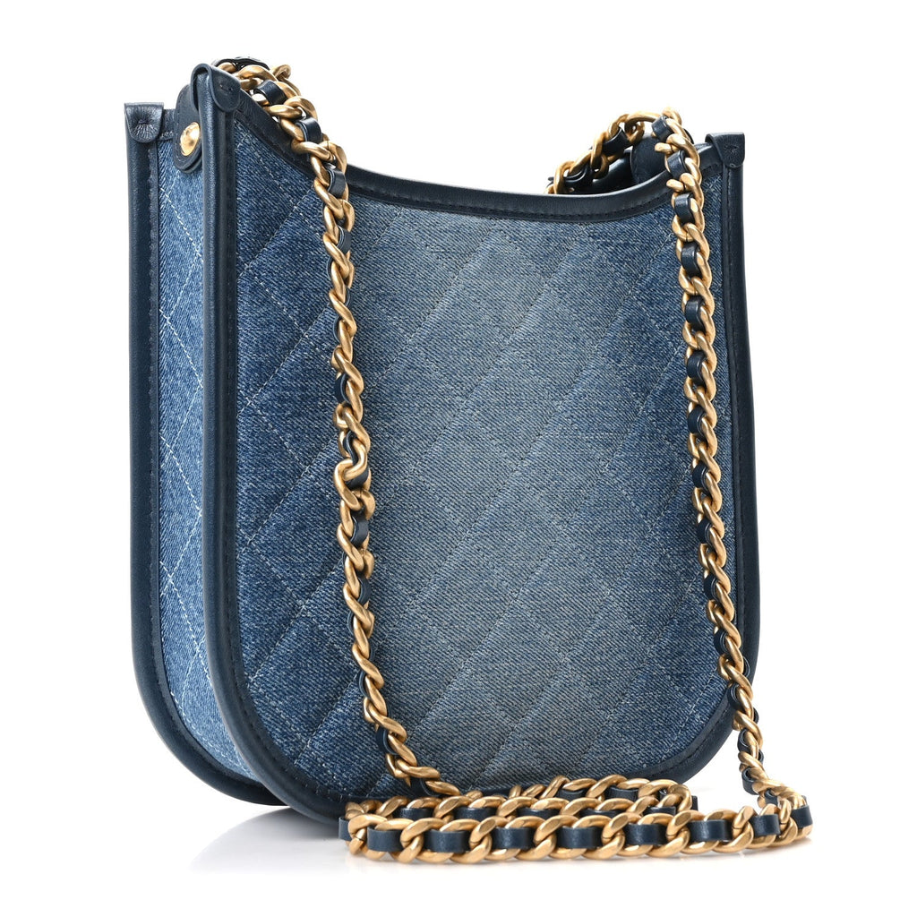 Chanel Washed Denim Quilted Small Hobo Blue