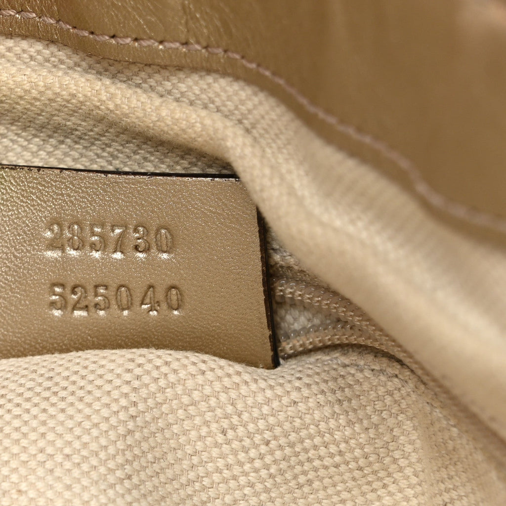 Gucci Metallic Monogram Large Sukey Top Handle Bag Beige Gold