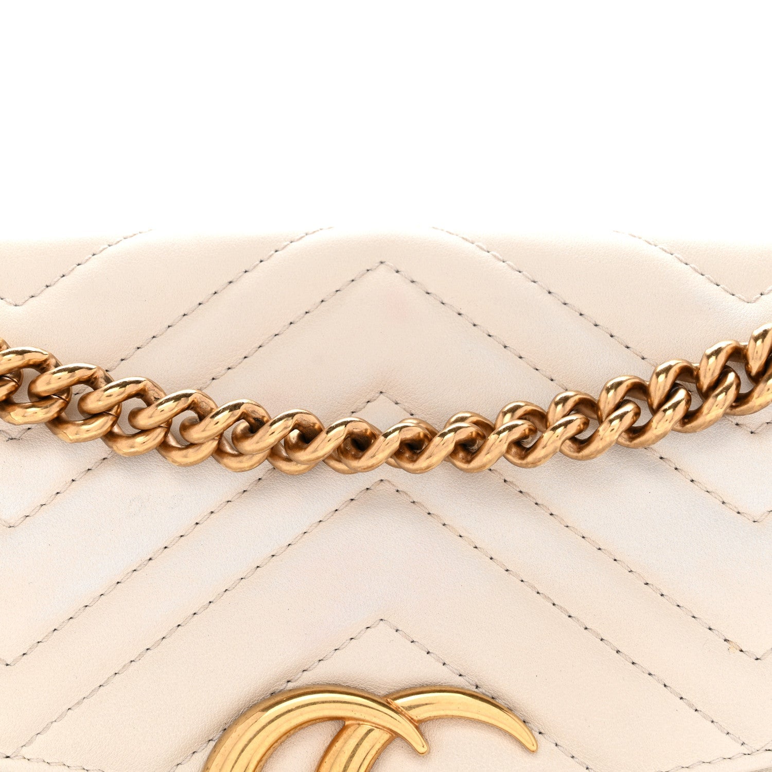 Gucci Calfskin Matelasse Small GG Marmont Shoulder Bag White