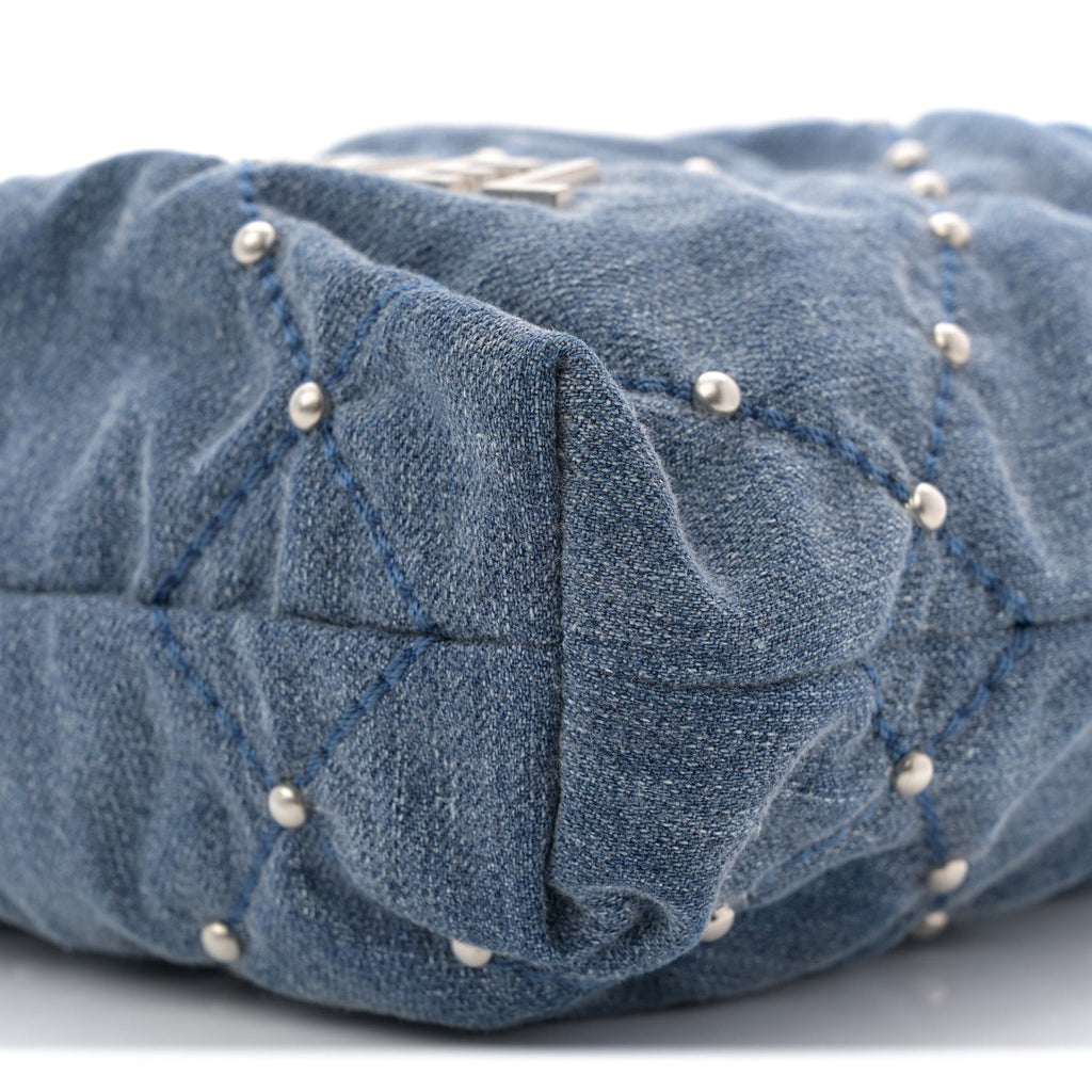 Chanel Washed Denim Quilted Studded Mini Chanel 22 Blue