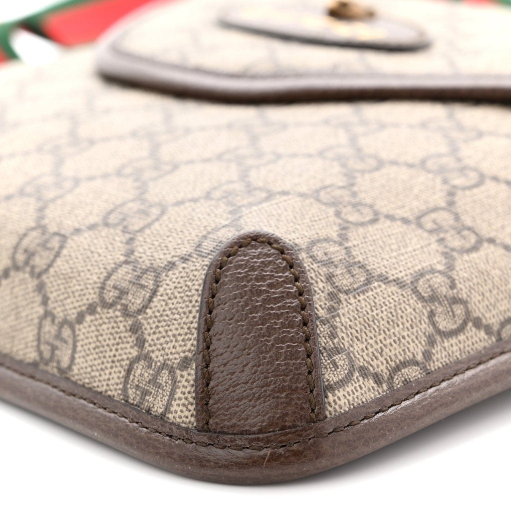 Gucci GG Supreme Monogram Web Medium Neo Vintage Flap Messenger Bag Beige New Acero