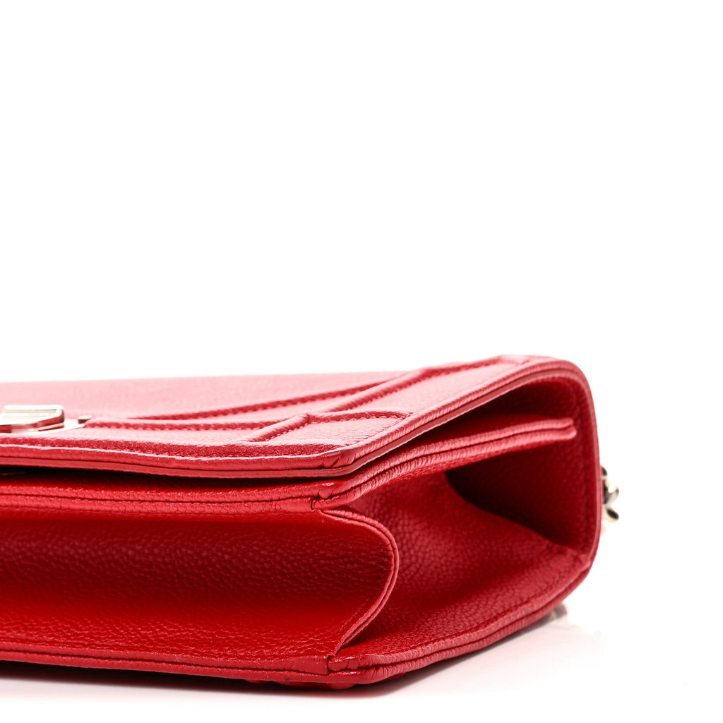 Christian Dior Grained Calfskin Small Diorama Flap Bag Red