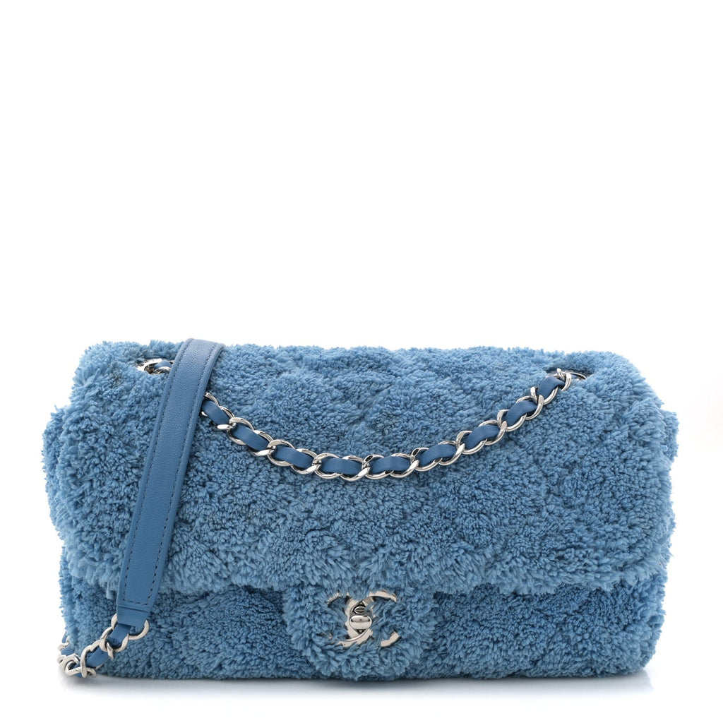 Chanel Lambskin Calfskin Mixed Fibers Quilted Small Flap Blue