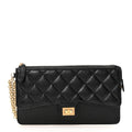 Aged Calfskin Quilted 2.55 Reissue Pouch With Chain Handle Black