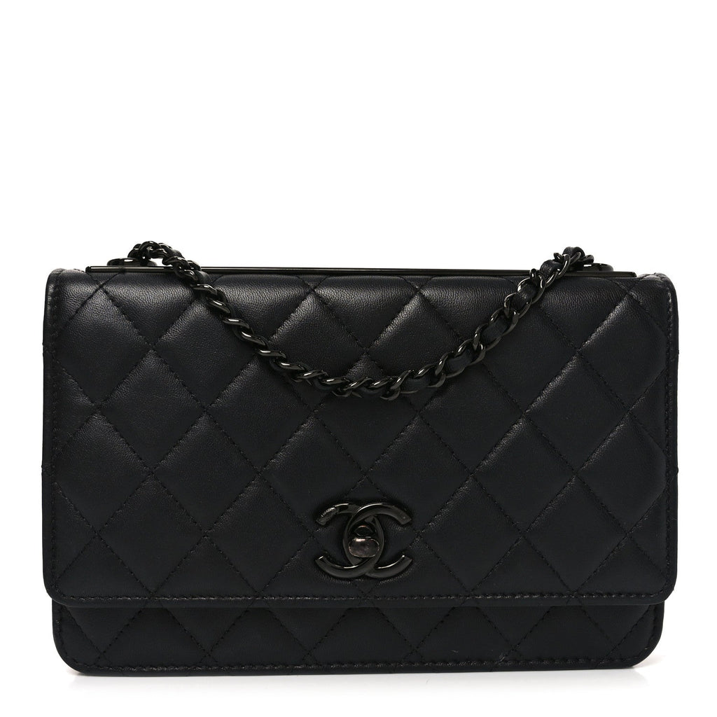 Chanel Lambskin Quilted Trendy CC Wallet On Chain WOC So Black