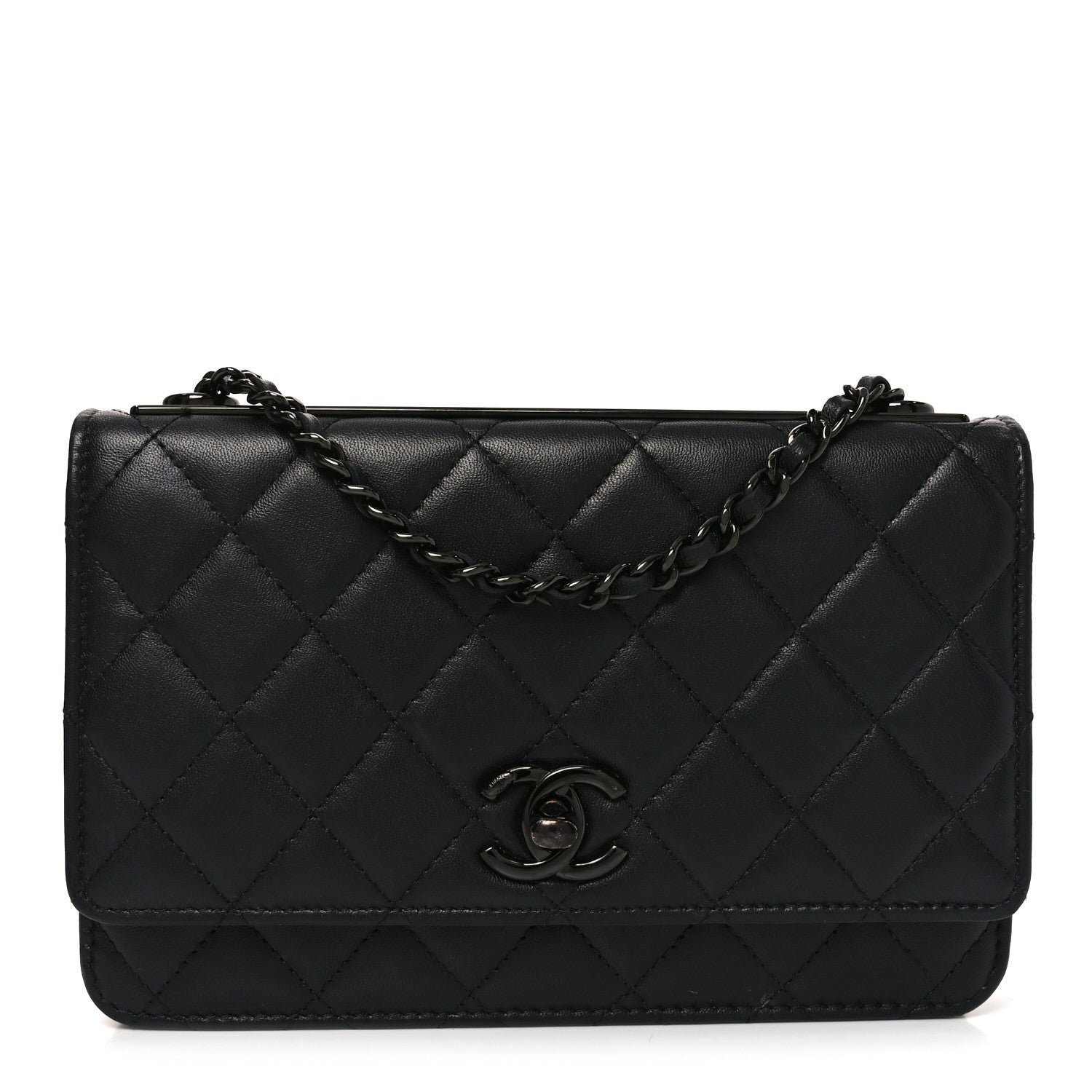 Chanel Lambskin Quilted Trendy CC Wallet On Chain WOC So Black