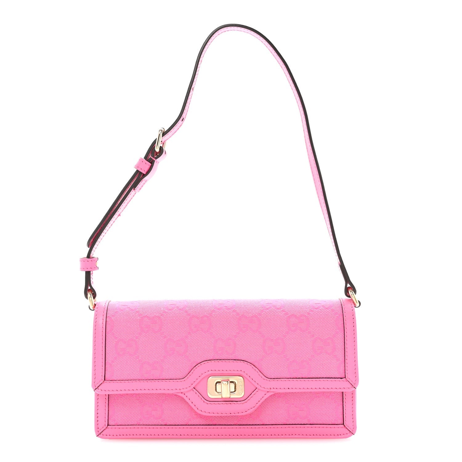 Gucci GG Monogram Scratch Lux Calfskin Mini Luce Shoulder Bag Rose Dark Blossom