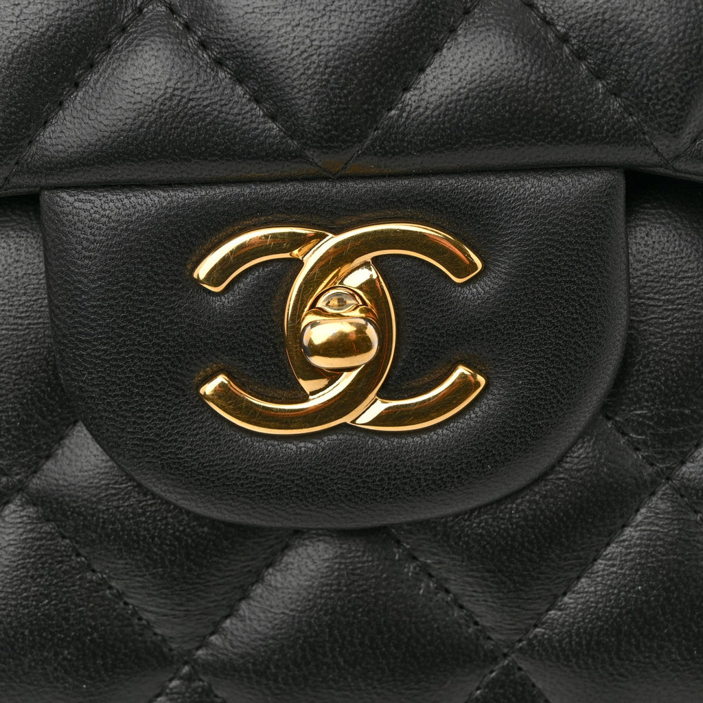 Chanel Lambskin Quilted Jumbo Double Flap Black