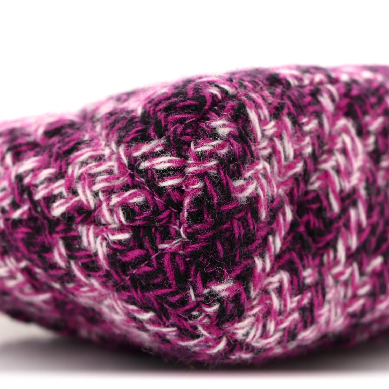 Chanel Tweed Quilted Mini Clutch With Chain Purple