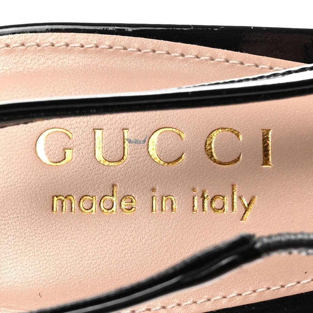 Gucci Vernice Crystal Nappa Charlotte Marina Slingback Pumps 37 Black