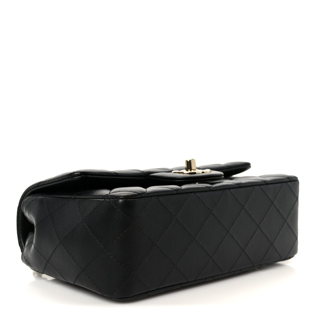 Chanel Lambskin Quilted Mini Rectangular Flap Black